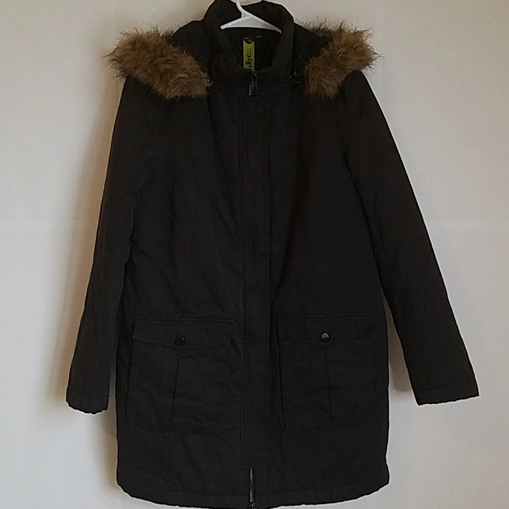 Soia & Kyo Dark Graphite Grey Insulated Parka with Hood Water Repellent Medium - Picture 1 of 13